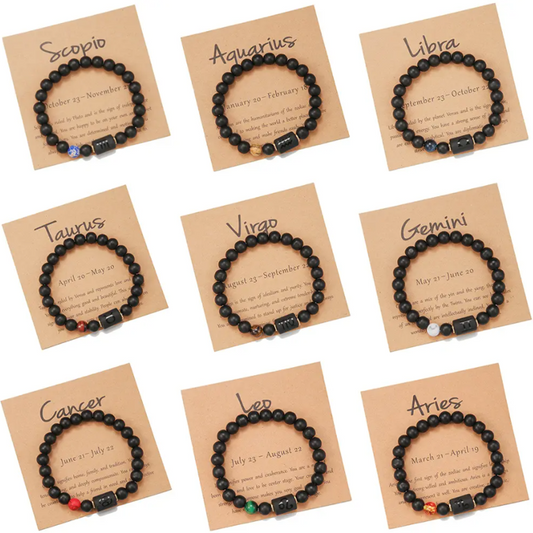 Onyx Zodiac Bracelet with Horoscope Gift Set